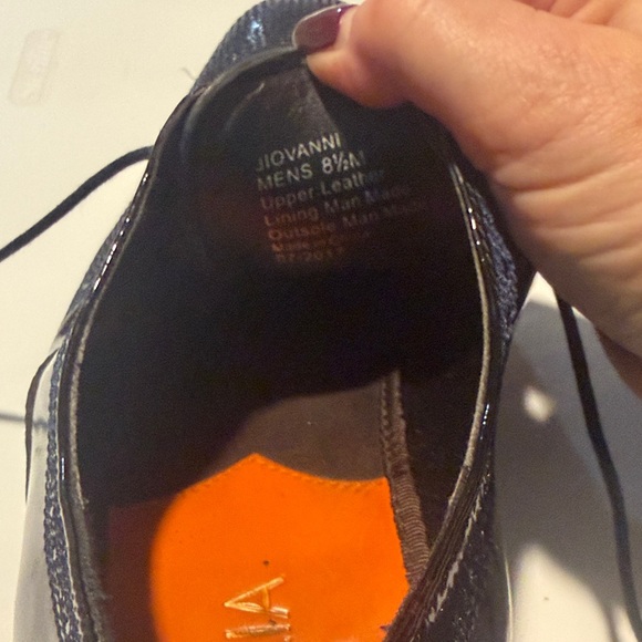 TALLIA Black  and Navy Patent Leather Oxfords